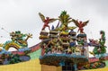 Traditional Buddhist decoration on the roof of temple Royalty Free Stock Photo