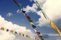 Traditional buddhist tibetan prayer flags against a blue sky Royalty Free Stock Photo