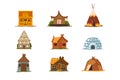 Traditional buildings of different countries set, houses from around the world vector Illustrations on a white