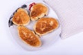 Traditional Bulgarian, Balkan homemade dough breakfast Mekitsi, Mekici fried in deep oil