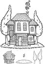 Traditional Bulgarian House Line Art