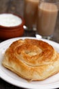 Traditional Bulgarian pastry Banitsa and beverage boza Royalty Free Stock Photo