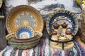 Traditional bulgarian pottery ceramics in souvenir shop Royalty Free Stock Photo