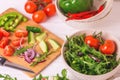 Traditional Bulgarian salad Shopski with fresh vegetables and fe Royalty Free Stock Photo