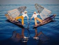 Traditional Burmese fisherman at Inle lake Myanmar