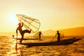 Traditional Burmese fisherman at Inle lake Myanmar Royalty Free Stock Photo