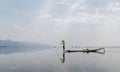 Traditional Burmese leg rowing fisherman at Inle lake, Myanmar Royalty Free Stock Photo