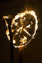 Traditional burning fiery wheel in Slavic celebration of the winter solstice