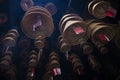 Traditional burning incense coils inside chinese a-ma temple in macau