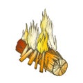 Traditional Burning Wooden Stick Color Vector