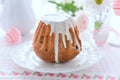 Traditional Cake for Easter on white plate Royalty Free Stock Photo