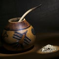 Traditional calabash gourd with bombilla and yerba mate Royalty Free Stock Photo