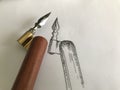 Traditional Calligraphy Oblique Pen Drawing Sketch