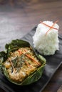 Traditional Cambodian khmer fish amok curry