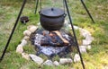 Traditional campfire cooking Royalty Free Stock Photo