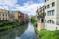 Traditional canal street with bright colorful buildings in Padova, Italy Royalty Free Stock Photo