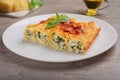 Traditional Cannelloni with ricotta and spinach- close up on white dish on stone table. Italian pasta. Mediterranean cuisine