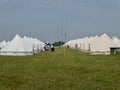 Traditional Canvas tents in The Fancy Camping area at The Black Deer Festival. Tunbridge Wells District, UK. June 18, 2023.