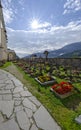 Traditional alpine cemetery with iron crosses Royalty Free Stock Photo