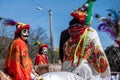 traditional carnival masks from Salzeda de Caselas, Ranchos and Cabaleiros. Galicia, Spain Royalty Free Stock Photo