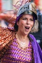 Traditional carnival in a Spanish town Palamos in Catalonia. Many people in costume and interesting make-up. 03. 01. 2019 Spain