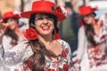 Traditional carnival in a Spanish town Palamos in Catalonia. Many people in costume and interesting make-up. 03. 03. 2019 Spain