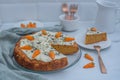 Traditional carrot cake with cream cheese frosting for Easter brunch Royalty Free Stock Photo