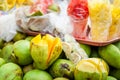 Traditional cart of an street vendor of tropical fruits in the city of Cali in Colombia