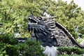 Traditional Carved Chinese Dragons Head, Yu Garden or Garden of Happiness. Traditional Chinese Garden, Shanghai, China. 2018.