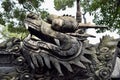 Traditional Carved Chinese Dragons Head, Yu Garden or Garden of Happiness. Traditional Chinese Garden, Shanghai, China. 2018.