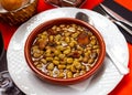 Traditional Catalan stewed beans with butifarra sausage