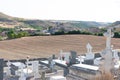 traditional catholic cemetery with granite pantheons