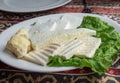 Traditional Caucasian cheese on plate
