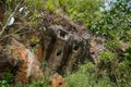 Traditional cave graves carved in the rock at Lemo. Tana Toraja, South Sulawesi, Indonesia Royalty Free Stock Photo