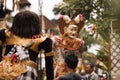 Bali, Indonesia - January 17 2023: Traditional celebration ritual in Bali, Indonesia. Traditional Balinese ceremony on the streets