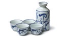 Traditional ceramic Chinese sake set close up on white background Royalty Free Stock Photo