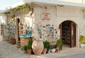 Traditional ceramic and glass shop entrance in Crete