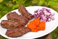 Traditional cevapcici with ajvar paste Royalty Free Stock Photo