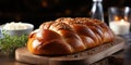 Traditional challah bread for jewish holidays. AI Generated