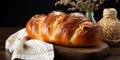 Traditional challah bread for jewish holidays. AI Generated