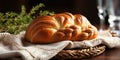 Traditional challah bread for jewish holidays. AI Generated