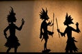 Traditional characters of indonesian shadow puppets show wayang kulit.