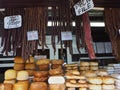 Traditional Cheese, bread and sausage in Romania