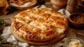 Traditional cheese pie from Romania called Saralie. Generative Ai Royalty Free Stock Photo