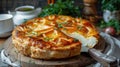 Traditional cheese pie from Romania called Saralie. Generative Ai Royalty Free Stock Photo