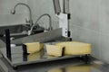 Traditional cheese production according to ancient patented recipes Royalty Free Stock Photo