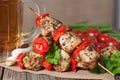 Traditional chicken or turkey kebab skewer