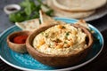 Traditional chickpea hummus in bowl Royalty Free Stock Photo