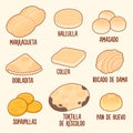 Traditional Chilean bread illustration set Royalty Free Stock Photo