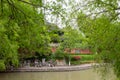 Chinese architecture and garden on Huxin Island in South Lake in Jiaxing, China